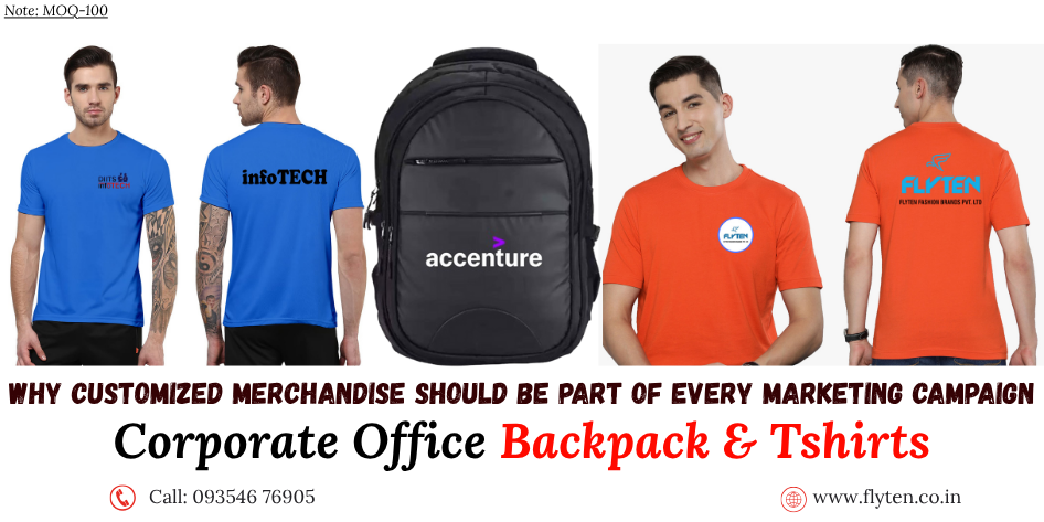 Customized backpack and tshirts for corporate office coaching institute in pan india
